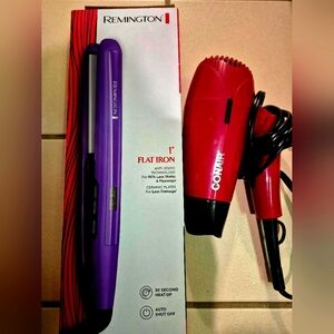 Remington Purple Flat Iron with Anti-Static Technology And Conair Hair Dryer ,,